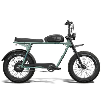 SUPER73-S2 Laguna e-bike in Agave Green — right-side profile view showing fat tires and Class 2 motor